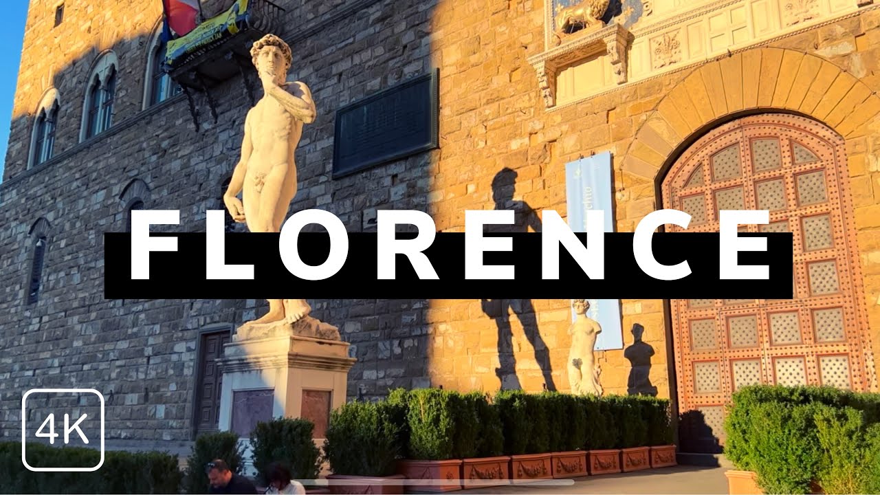 Ambiental virtual 4K walk from Galleria Uffizi in Firenze, Piazza Signioria to Ponte Vecchio