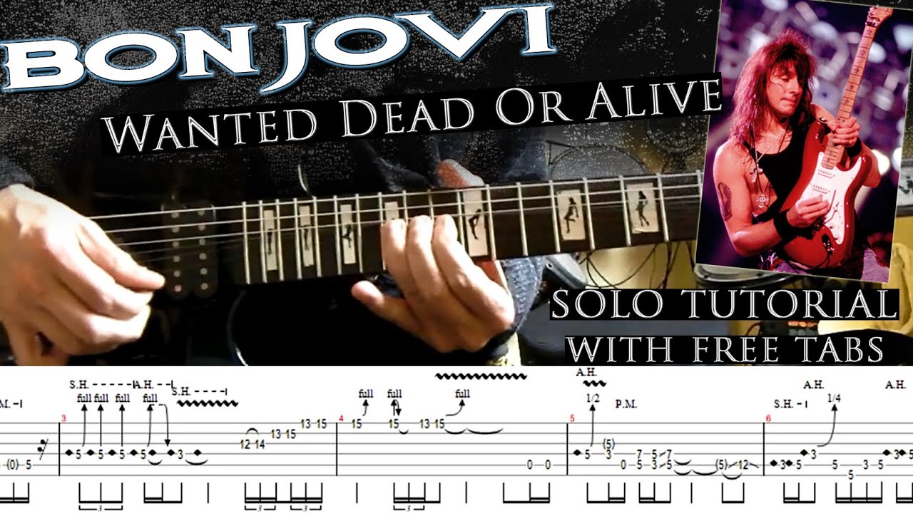 Bon Jovi - Wanted Dead Or Alive guitar solo lesson (with tablatures and backing tracks)