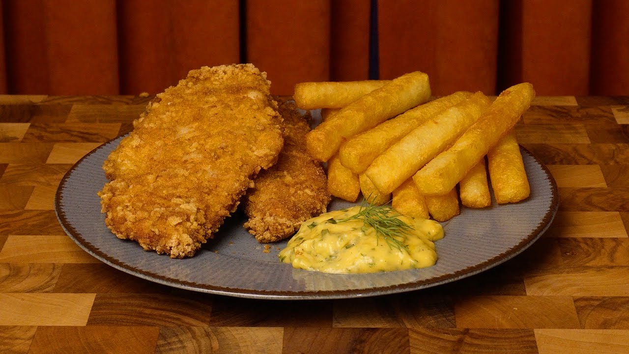 Crispy Chicken Schnitzel Recipe! With French Fries and Garlic Sauce (Guaranteed)