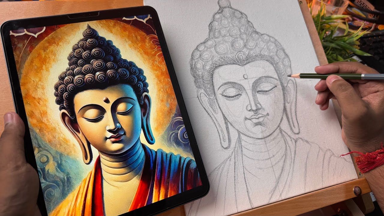 Gautam Buddha Drawing,  Buddha Drawing,  Free Hand Drawing Tutorial 😍