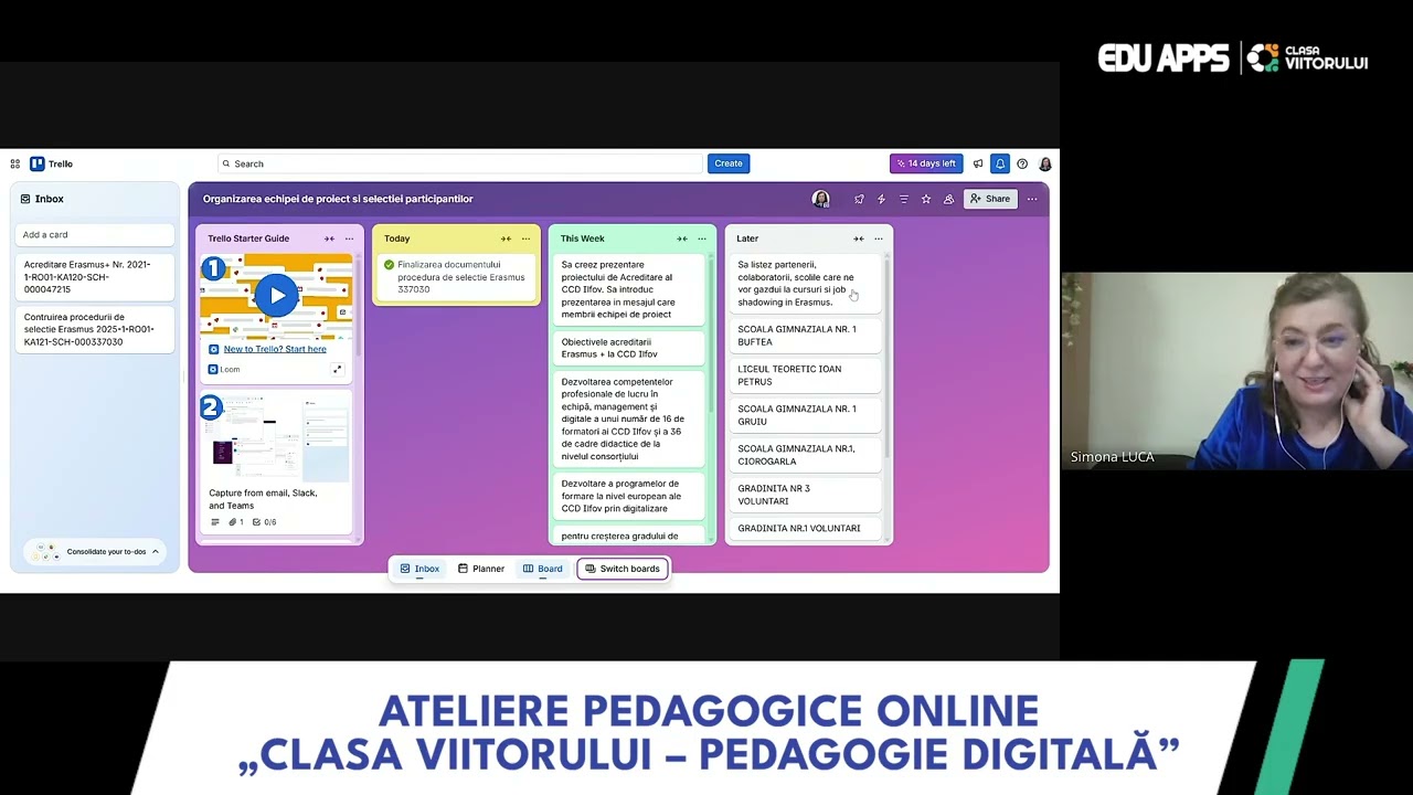Organizarea proiectelor școlare folosind aplicațiileTrello și Asana. Tutorial pentru profesori.