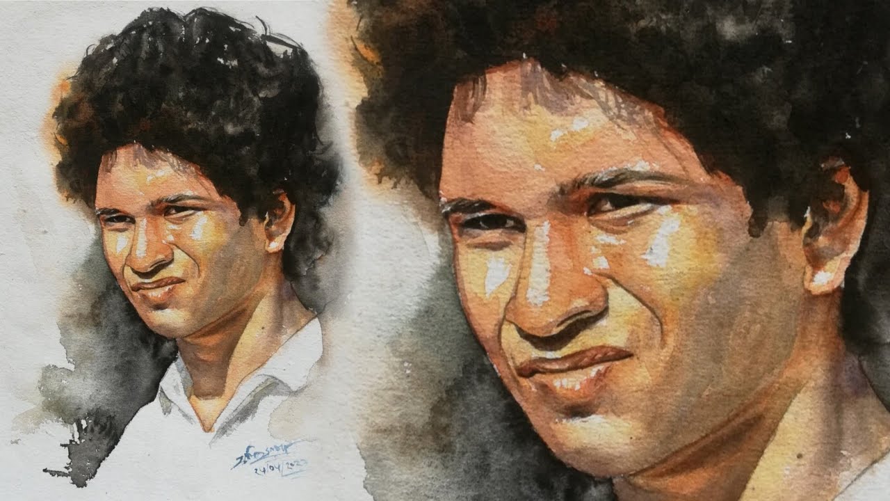 Watercolor painting of Sachin Tendulkar ❤️ || Watercolor Drawing || Watercolor Portrait || Surajit