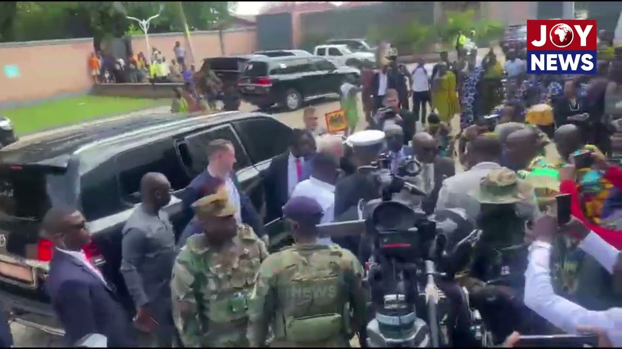 German President arrives at Manhyia Palace to meet the Asantehene, Otumfuo Osei Tutu II.