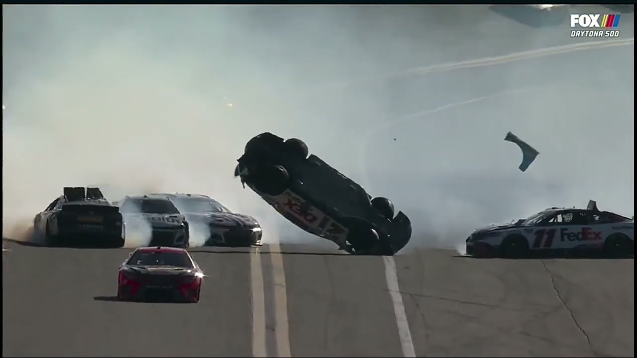 SLOW MOTION REPLAY HARRISON BURTON FLIP - 2022 DAYTONA 500 NASCAR CUP SERIES AT DAYTONA