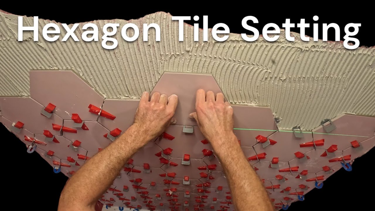 Thinset, Troweling & Setting Hexagon Tile Shower Tub Surround