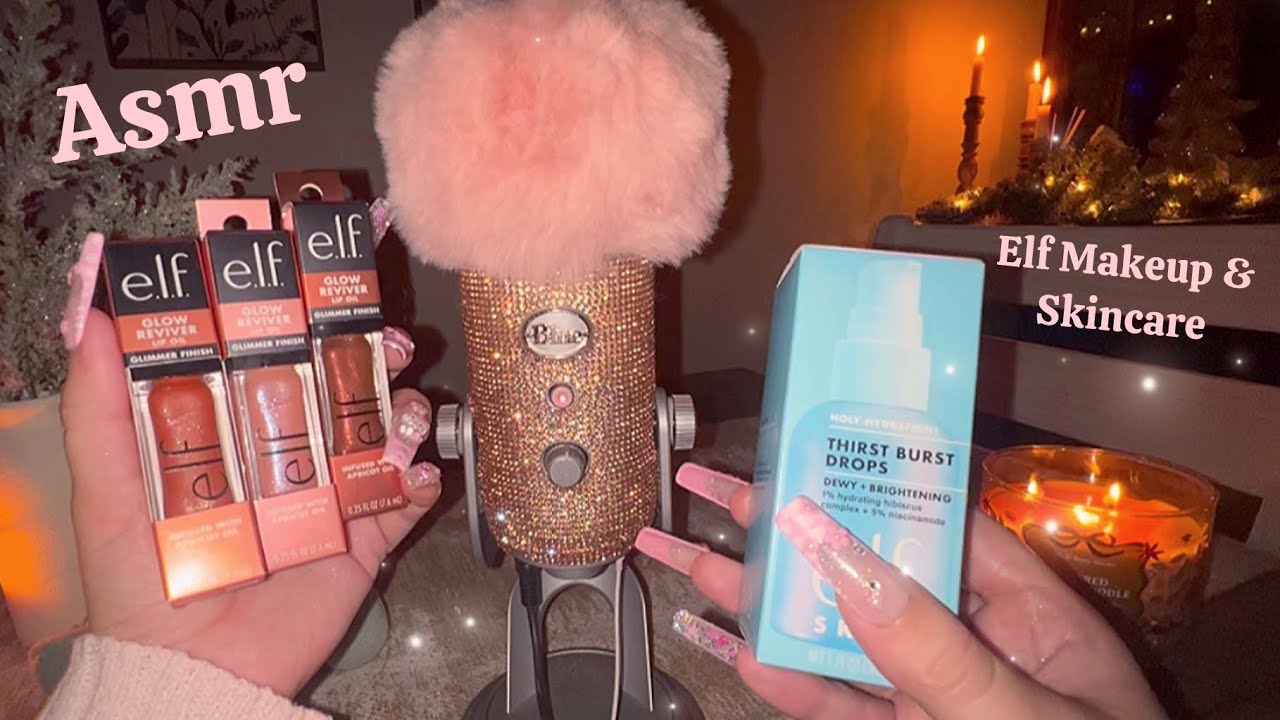 Asmr Elf Makeup & Skincare Haul ✨ Tingly long nail tapping & scratching on products!