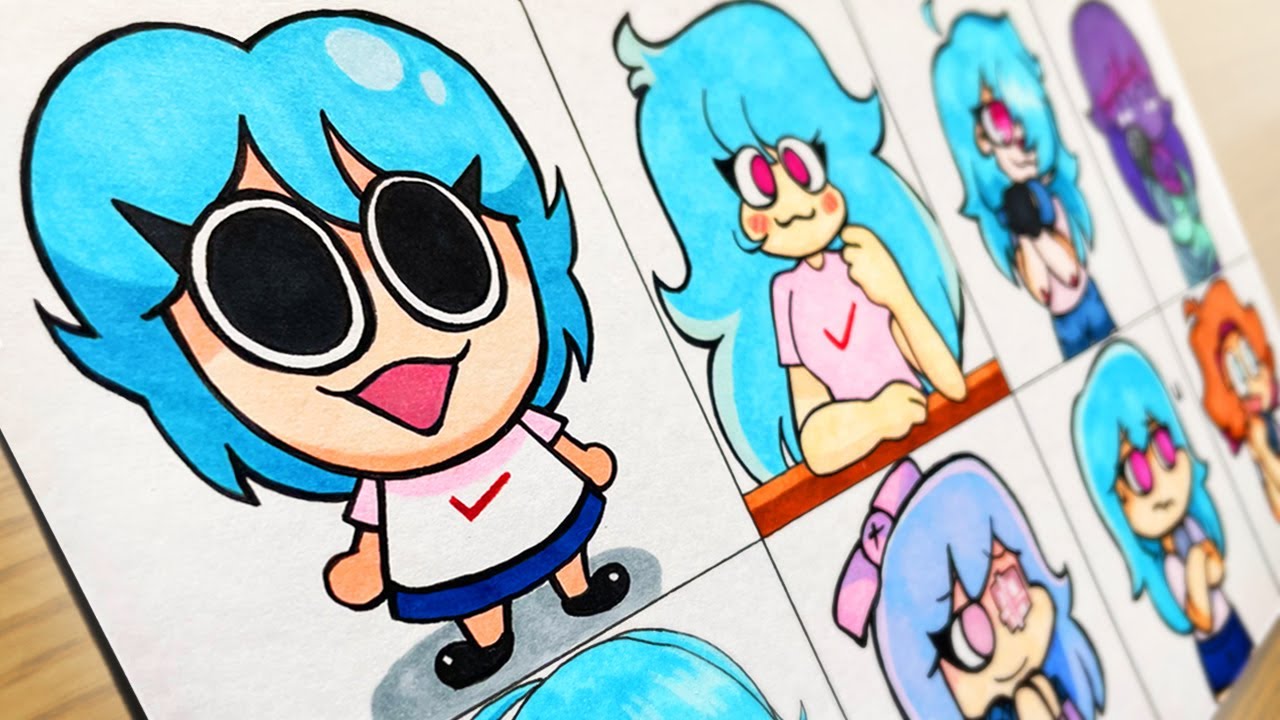 Drawing FRIDAY NIGHT FUNKIN' - All SKY MOD / Pow Sky / Just Sky / Fangirl mod