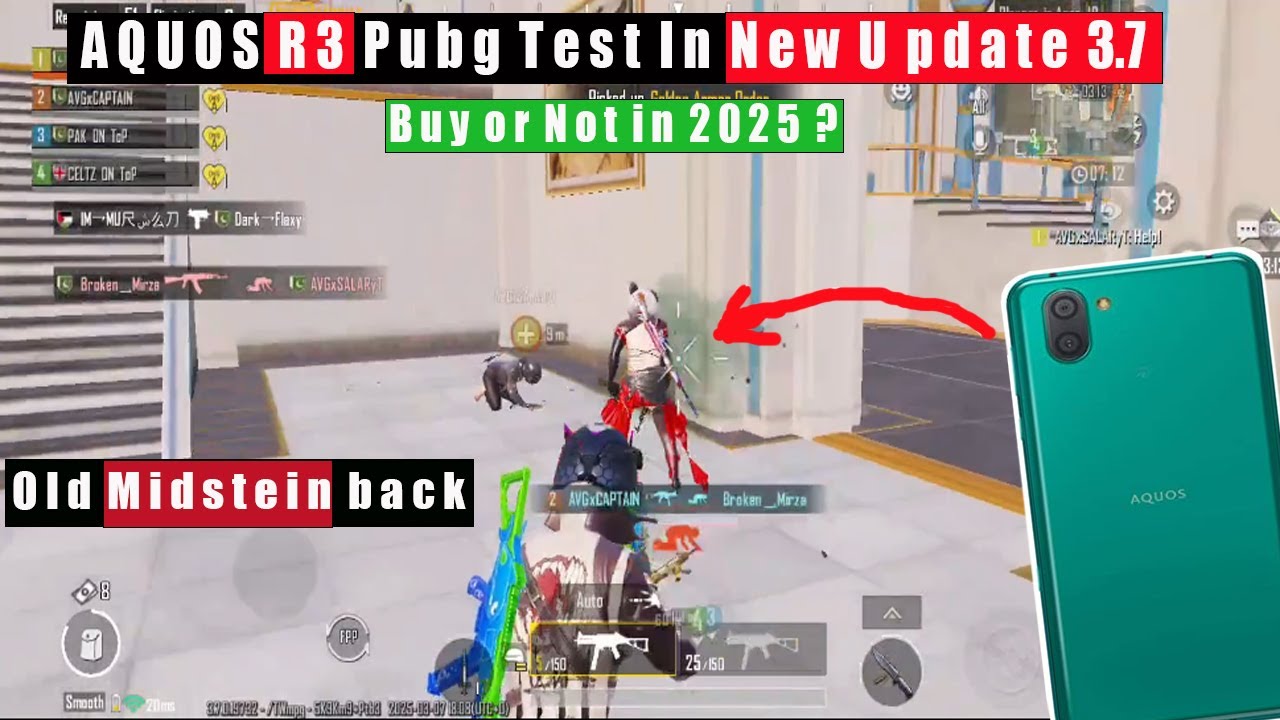 AQUOS R3 Pubg Test In New Update 3.7 | Buy or Not in 2025 ? |Old Midstein back