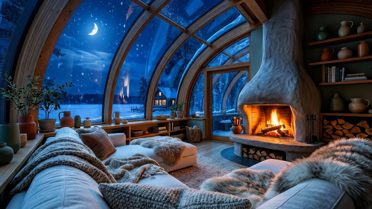 🎹❄️ 10 Часов Уютной Зимней Piano Ambience с Белым Лаунжем и Камином для Сна и Фокуса