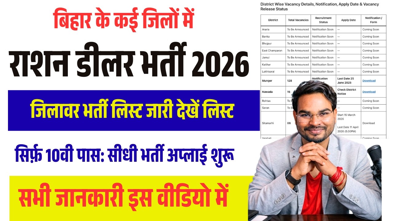 Ration Dealer Bharti 2026 Big Update🔥इन जिलों में आवेदन शुरू 10वीं पास करें Apply | Vacancy List Out