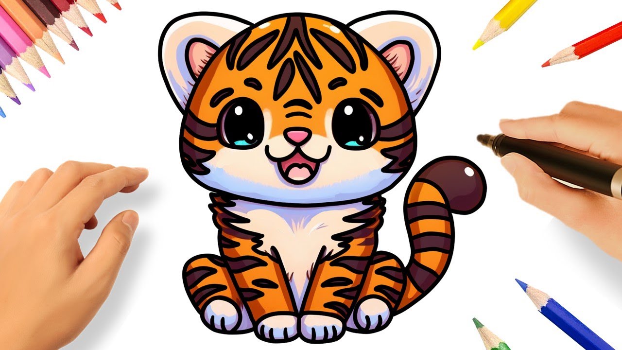 COMMENT DESSINER UN TIGRE KAWAII 🐯
