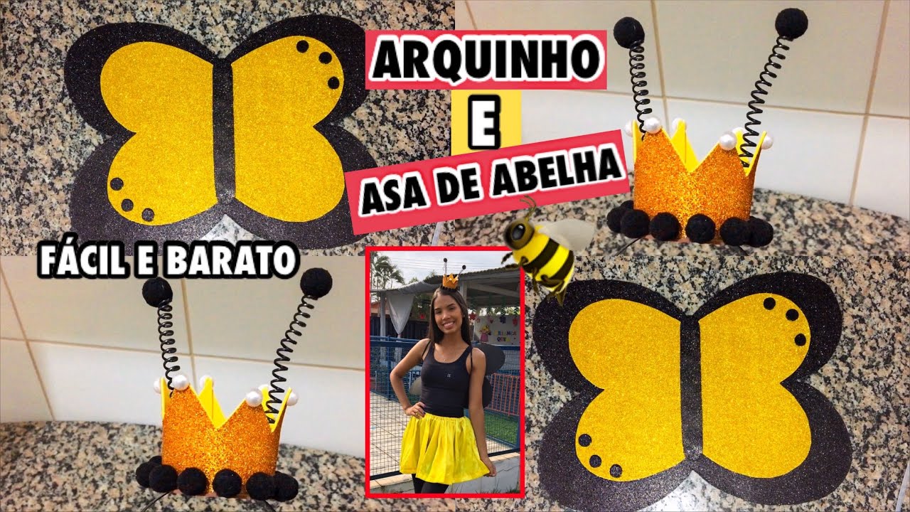 DIY: FANTASIA DE ABELHA (com EVA) FÁCIL E BARATO | Gabriela Melo