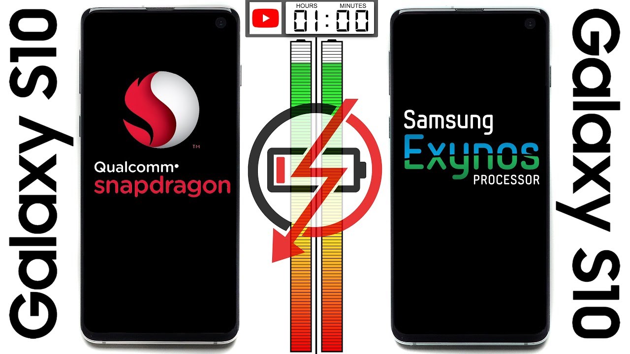 Тест аккумулятора Galaxy S10 (Snapdragon) и Galaxy S10 (Exynos)