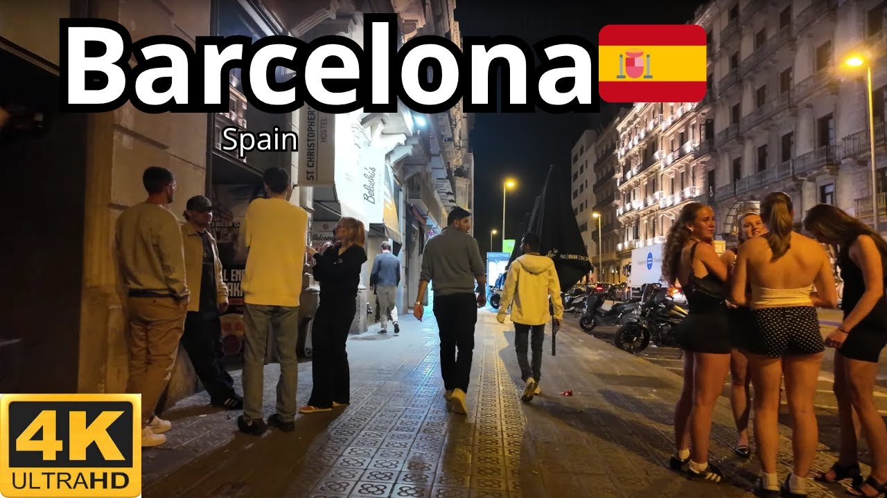 Barcelona at Midnight 🇪🇸 | Girls, Nightlife & City Lights | Street Walk Spain
