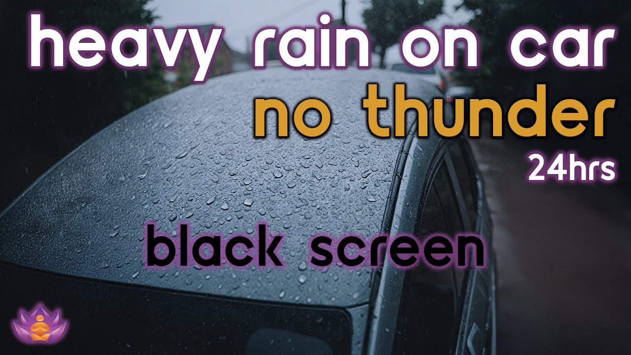 [Black Screen] Heavy Rain on Car Roof No Thunder | Rain Ambience | Rain Sounds for Sleeping