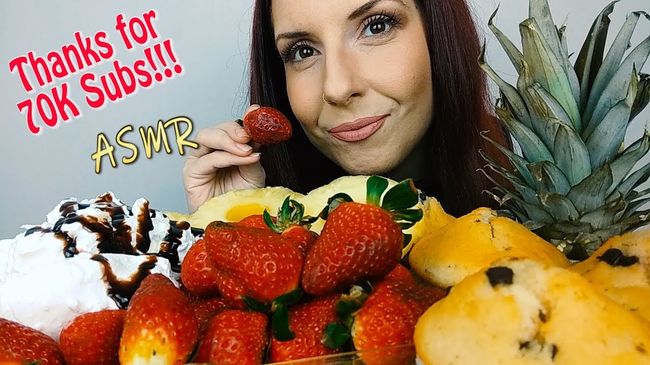 ASMR Eating Dessert: Celebration Feast for 70K Subs | Full Face | Whispering