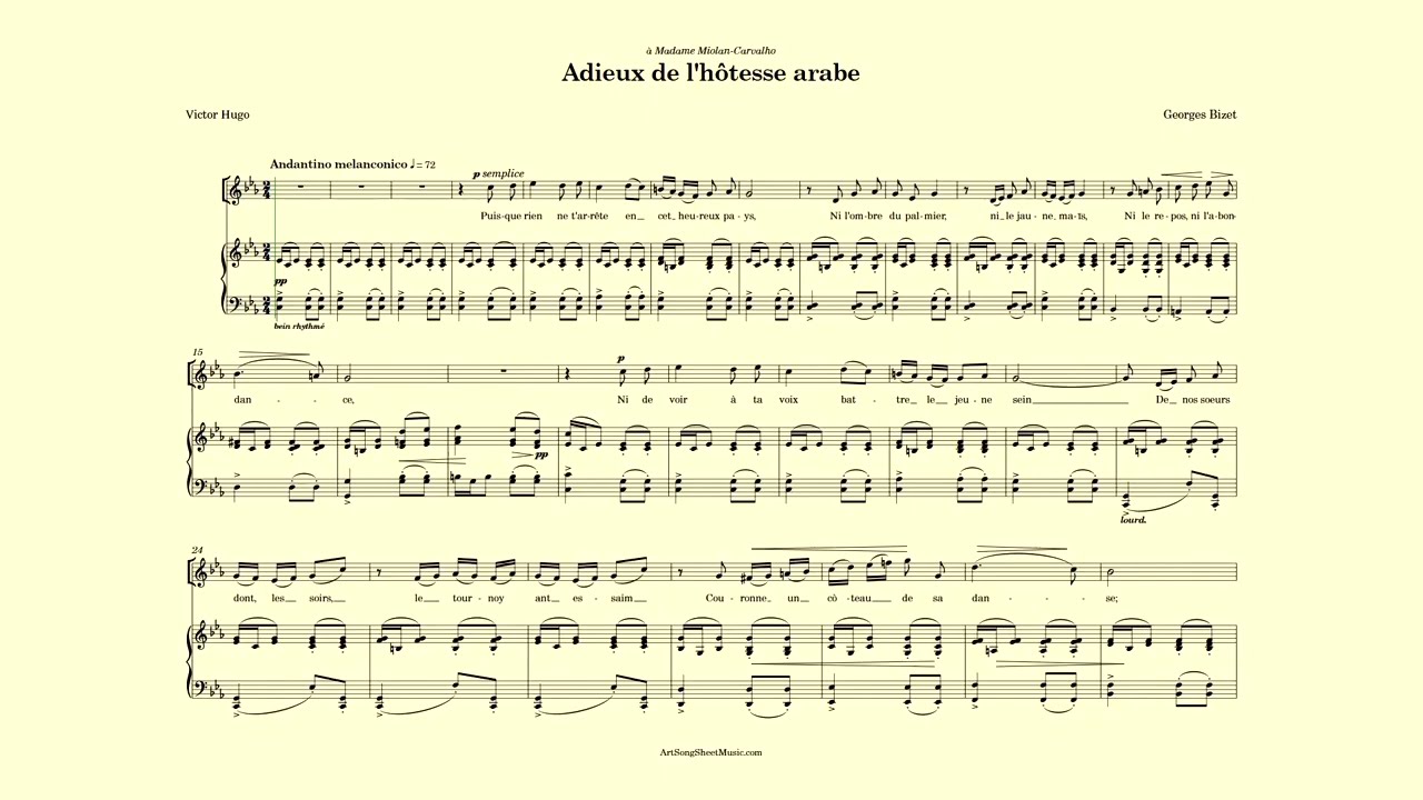 Adieux de l'hôtesse arabe accompaniment - C minor - Bizet