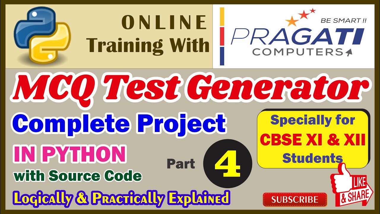 Python Project - MCQ Test Generator - Fully Working with Source Code (Part- 4)
