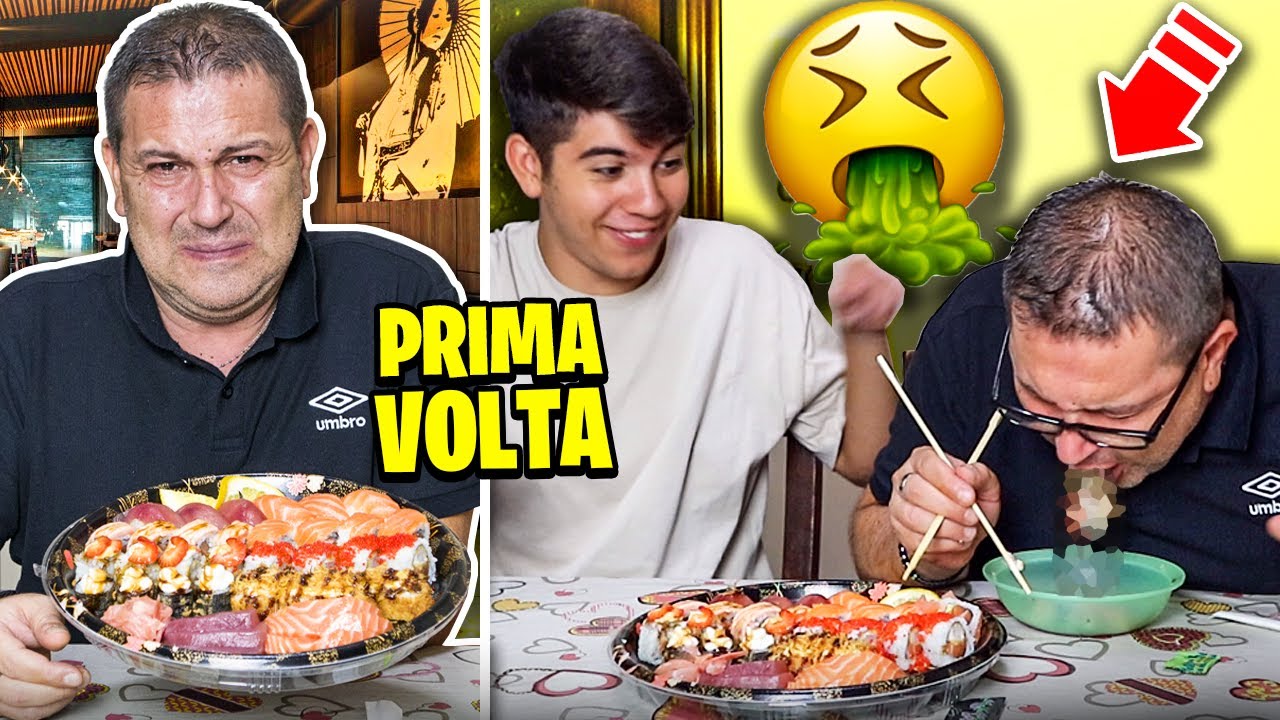 🤢 PAPÁ MANGIA 🍣SUSHI PER la PRIMA VOLTA e FINISCE MALE...