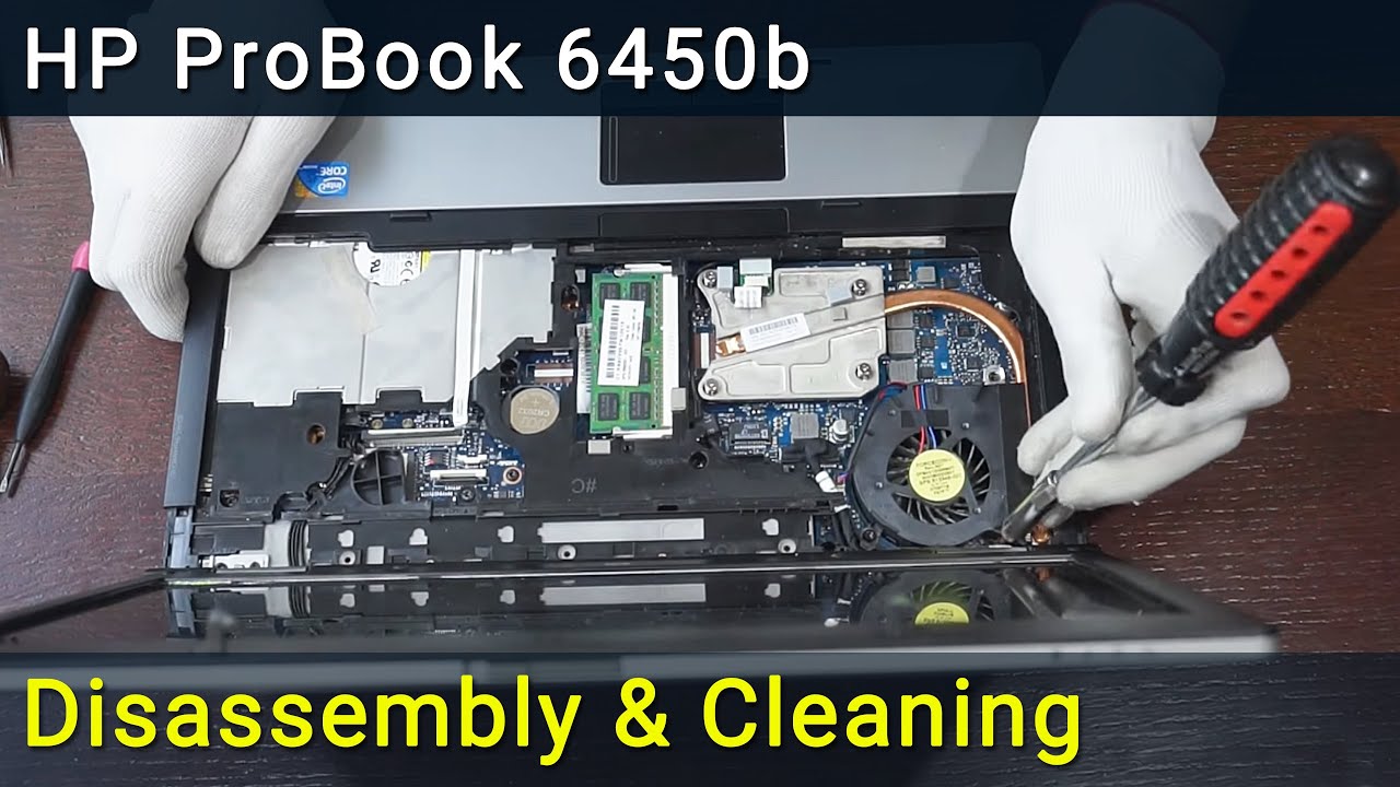 HP ProBook 6450b, 6455b Разборка, чистка вентилятора от пыли и замена термопасты