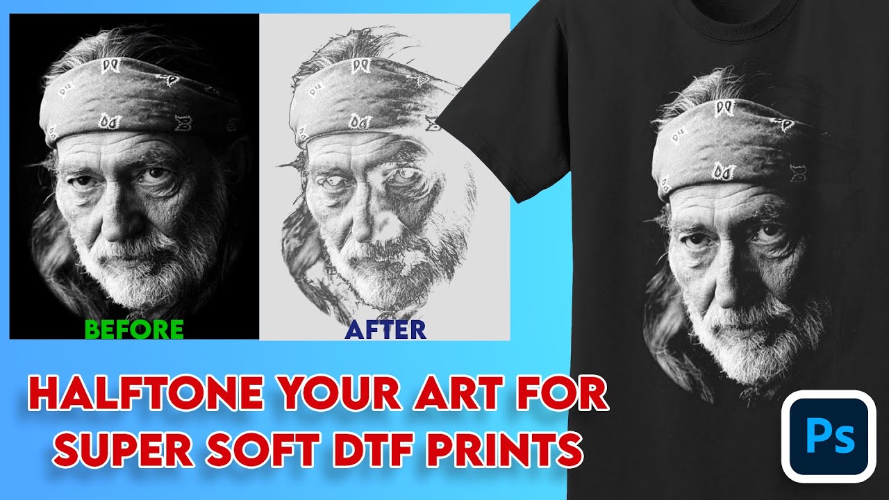 Halftone your image for DTF for soft hand transfer #photoshoptutorial #photoshoptips