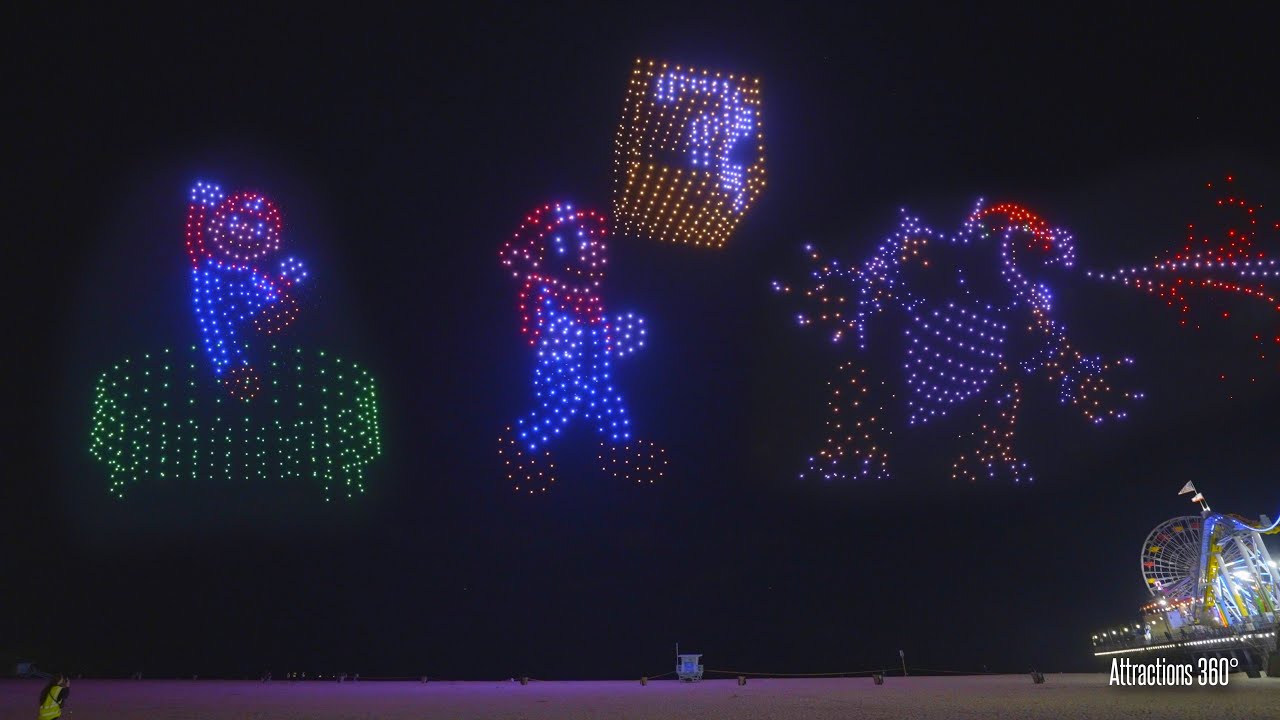 Super Mario Bros Drone Show | Santa Monica Pier #supermariomovie