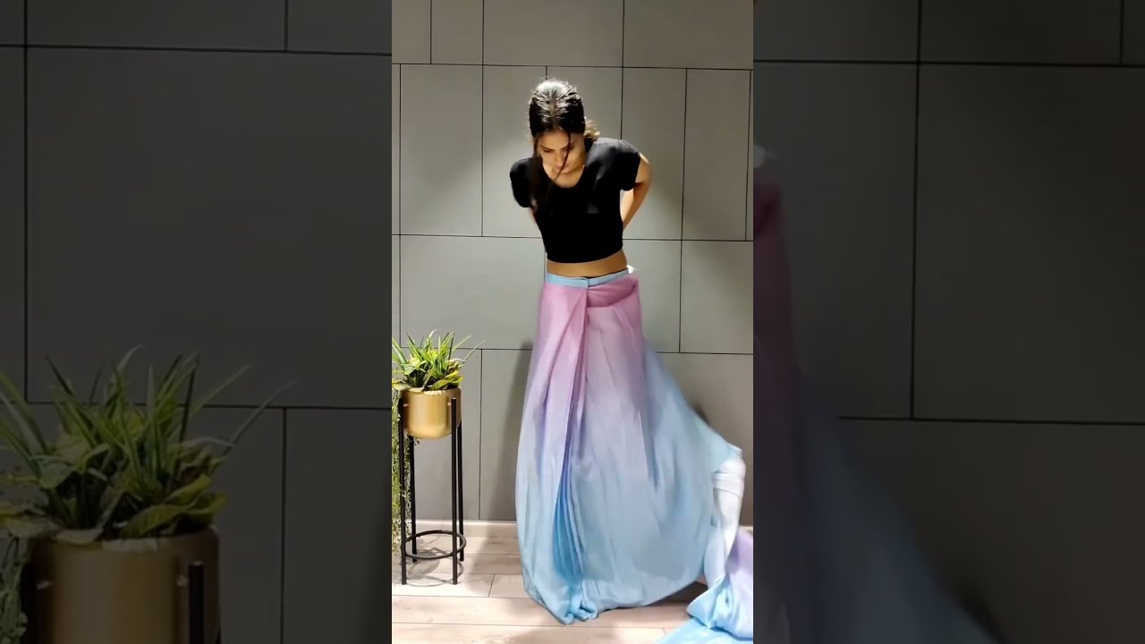 MELAKI DUAL SHADE READY MADE PLEATED SAREE - Readymade saree tutorial