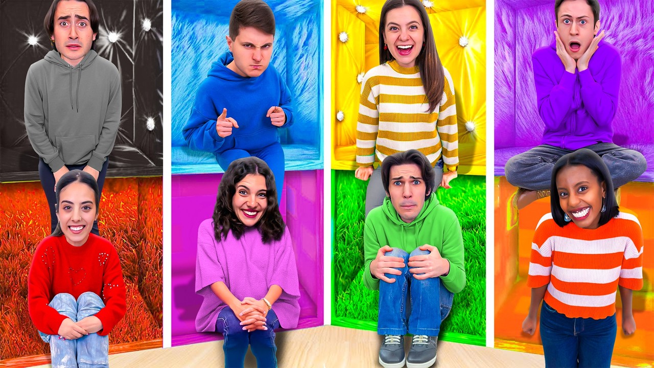 SOPRAVVIVIAMO IN 10 CASE DI UN SOLO COLORE PER 24 ORE CON I NOSTRI AMICI!🏠