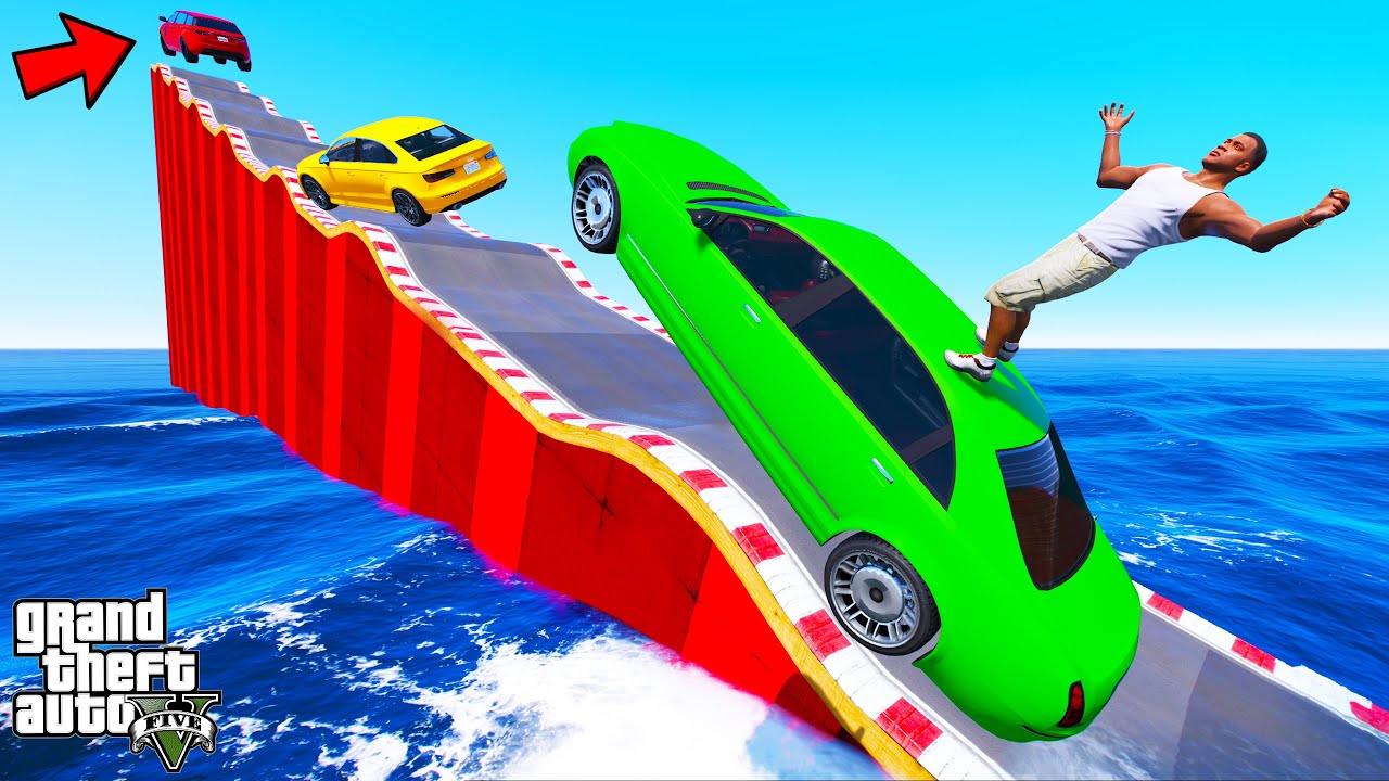 FRANKLIN TRIED HUGE SPEED BUMPS MEGA RAMP PARKOUR CHALLENGE IN GTA 5 | SHINCHAN and CHOP