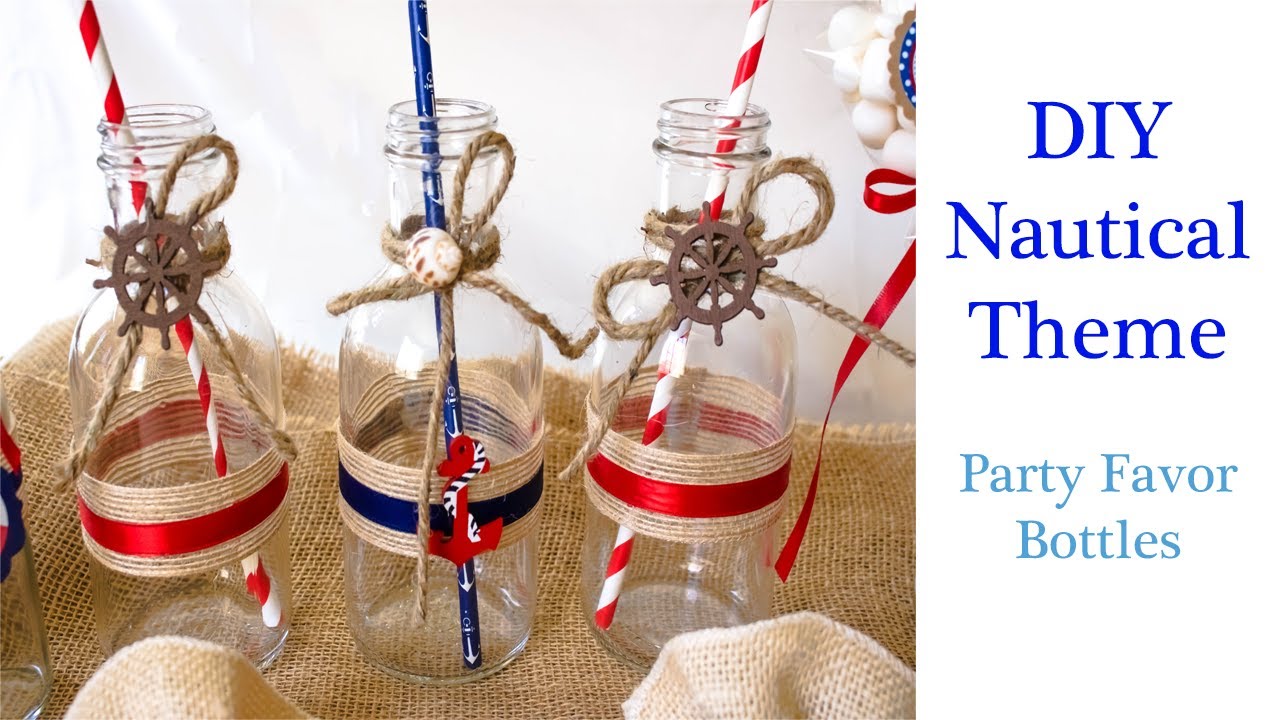 DIY Easy Nautical/Sailor/Beach Theme Party Favor- Glass Message Bottles