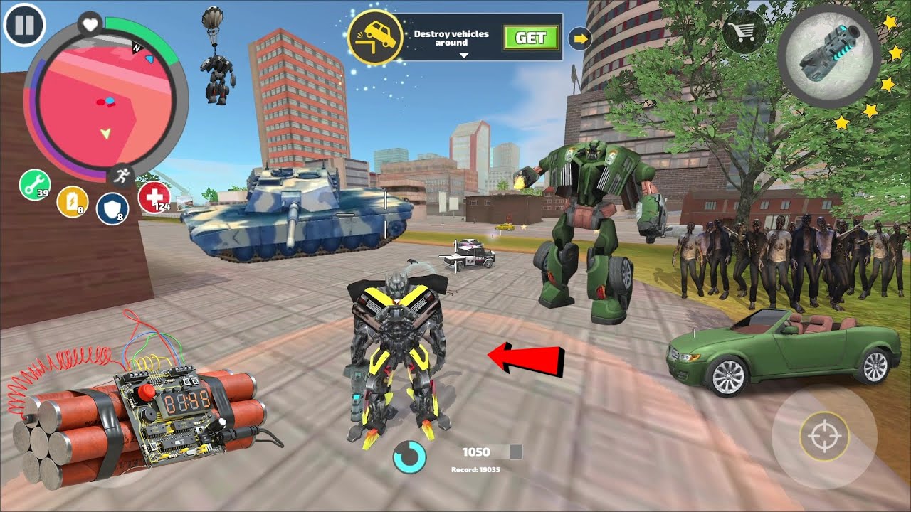 Rope Hero Vice Town (Robot Monster Truck and Infinity Zombies) A battle between zombies and machines