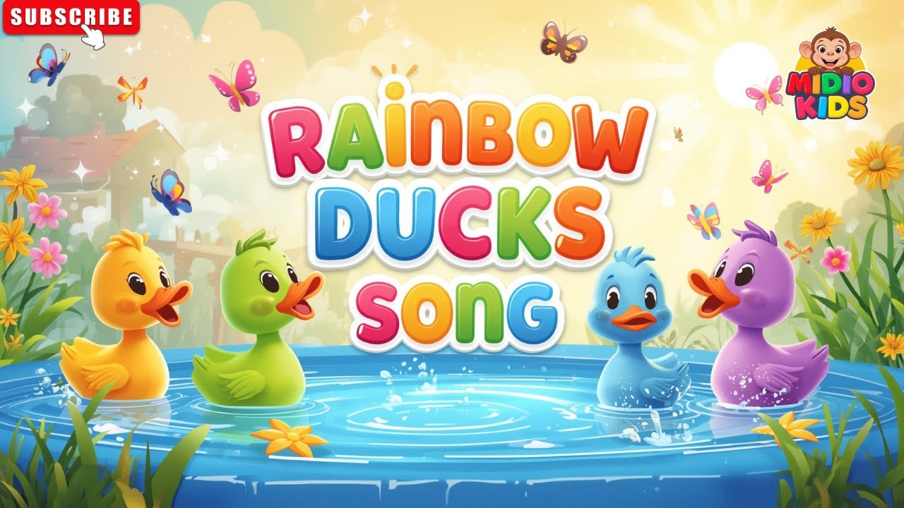 Cartoon Kids Songs | Rainbow Ducks Song &ndash; Colourful Ducks Sing & Dance #kindergarten #uk #midiokids