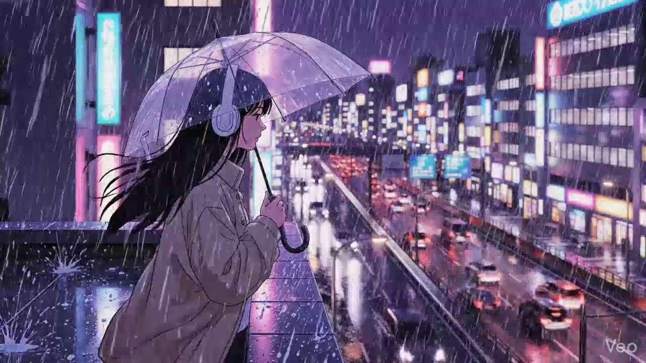 Rainy Night ASMR 🌧️ Neon Japan Lofi Chillhop