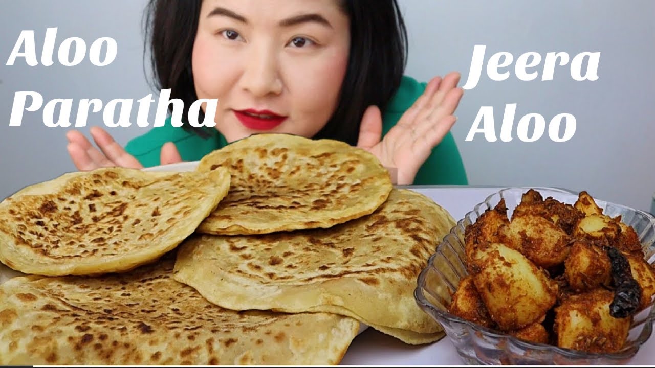 Aloo paratha and jeera aloo MUKBANG/ASMR