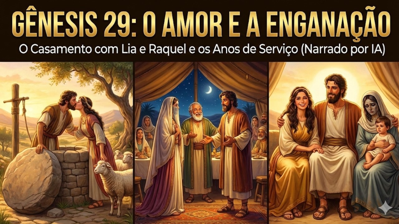 Gênesis 29: Jacó é Enganado por Labão e o Casamento com Lia e Raquel (Narrado por IA)