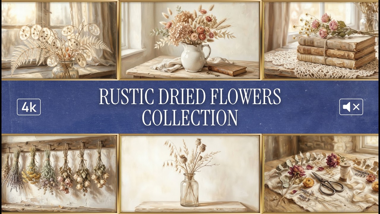 Rustic Dried Flowers   Cozy Mood | 4K Frame TV Art | No Music