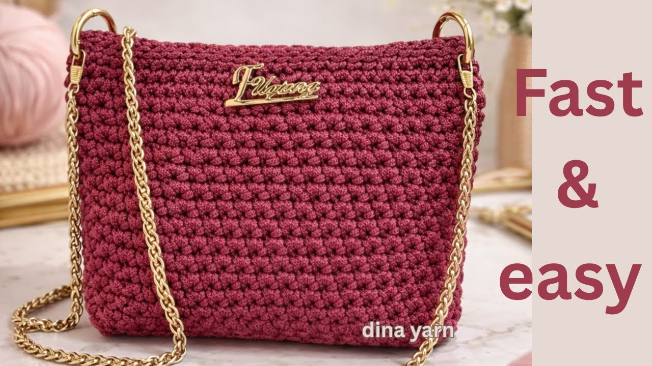 شنطه كروشيه سهله للمبتدئين بخيط السلسله_ This Crochet Bag Was Done WAY Faster Than I Expected!