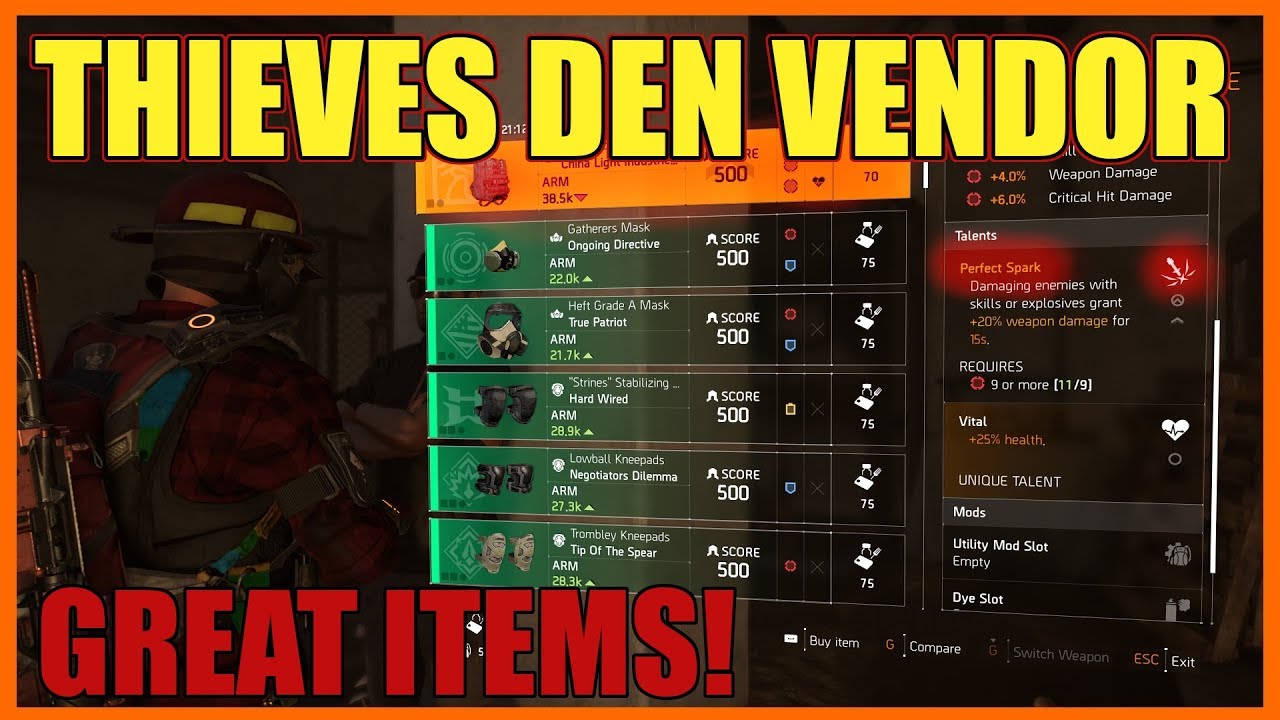 The Division 2 | Thieves Den Vendor Reset | Amazing Items!!