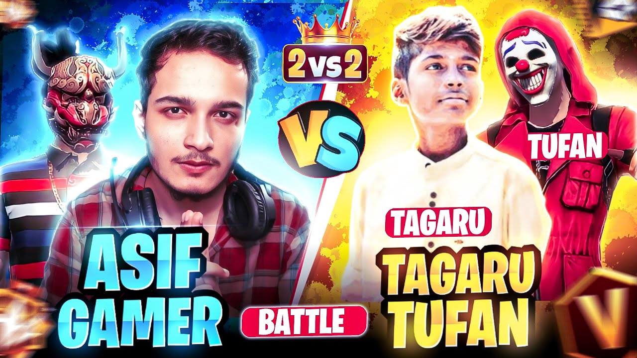 ASIF GAMER 🔥 VS TUFAN FF 🥵 & TAGARU GAMING 👽 | Best 2V2 Fight 🥶 - Garena Free Fire