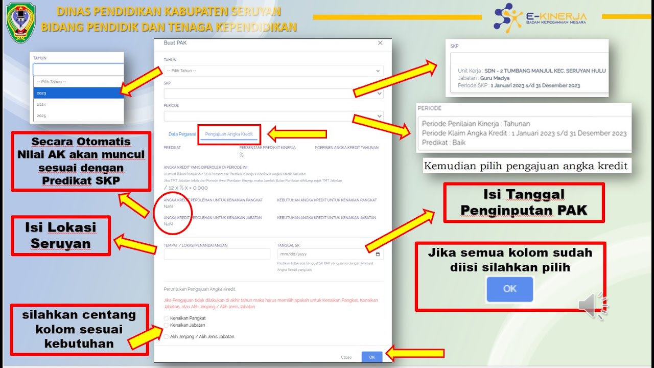 CARA PENGAJUAN PAK MELALUI  E-KINERJA BKN