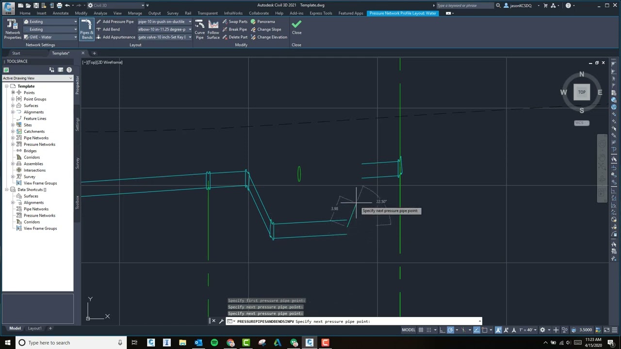 Civil 3D Pressure pipe profile editing