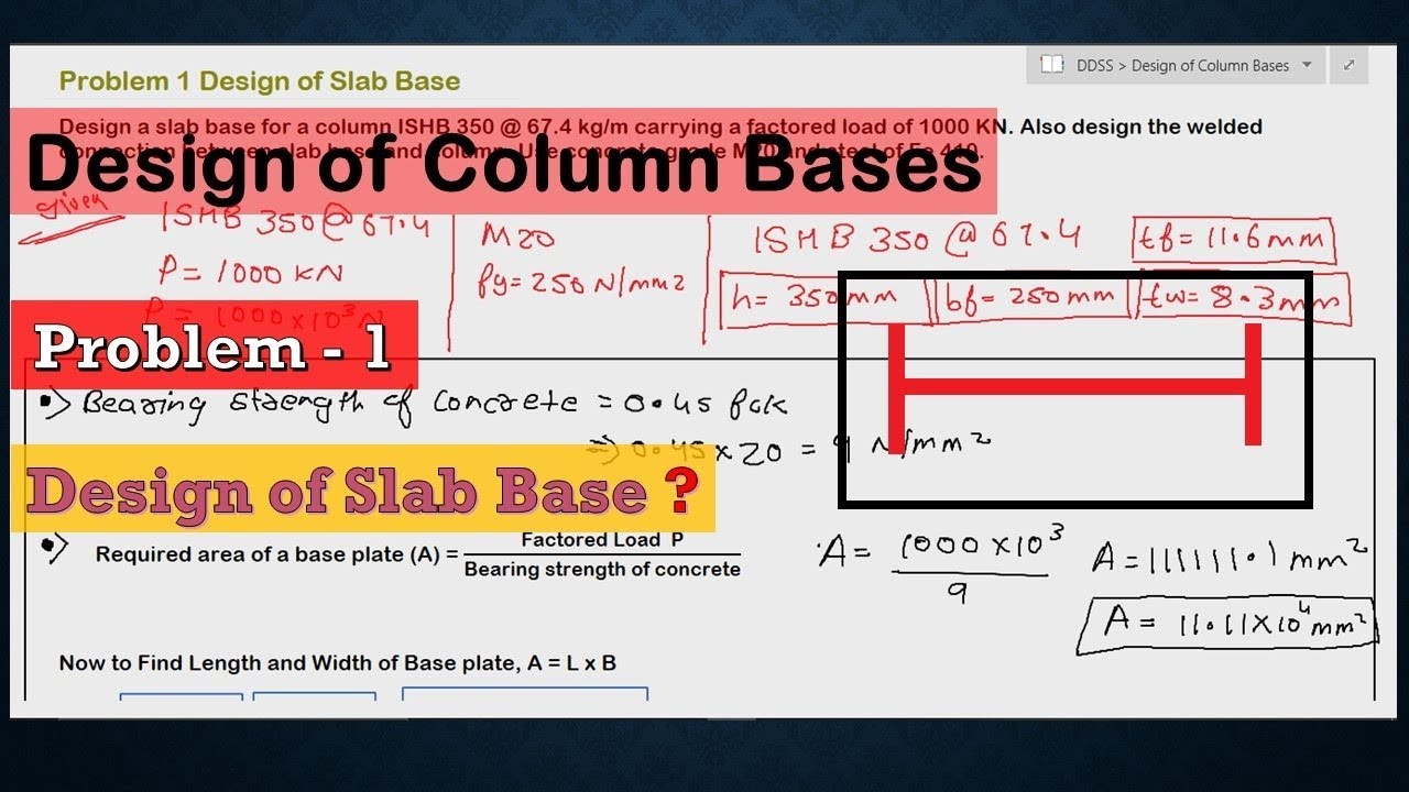 Problem 1 Design of Slab Base | Design of Column Bases | Design of Steel Structures