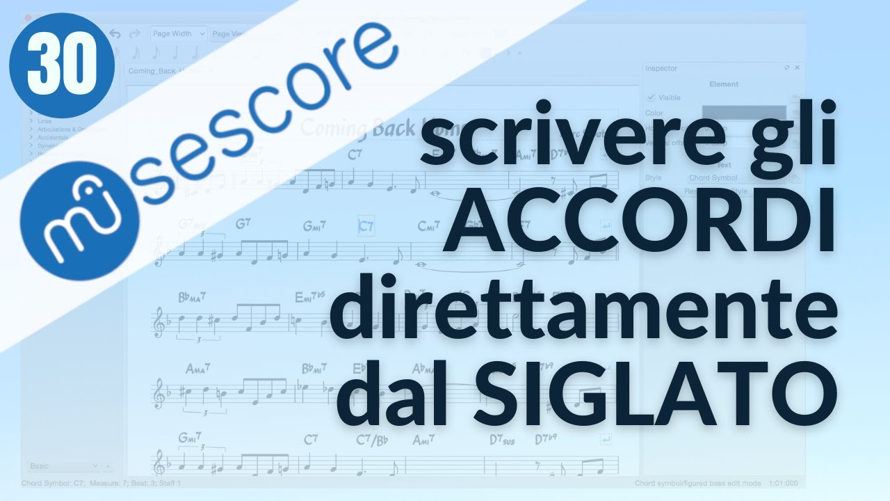 TUTORIAL MUSESCORE #30 scrivere accordi direttamente dalle sigle accordali (siglato)