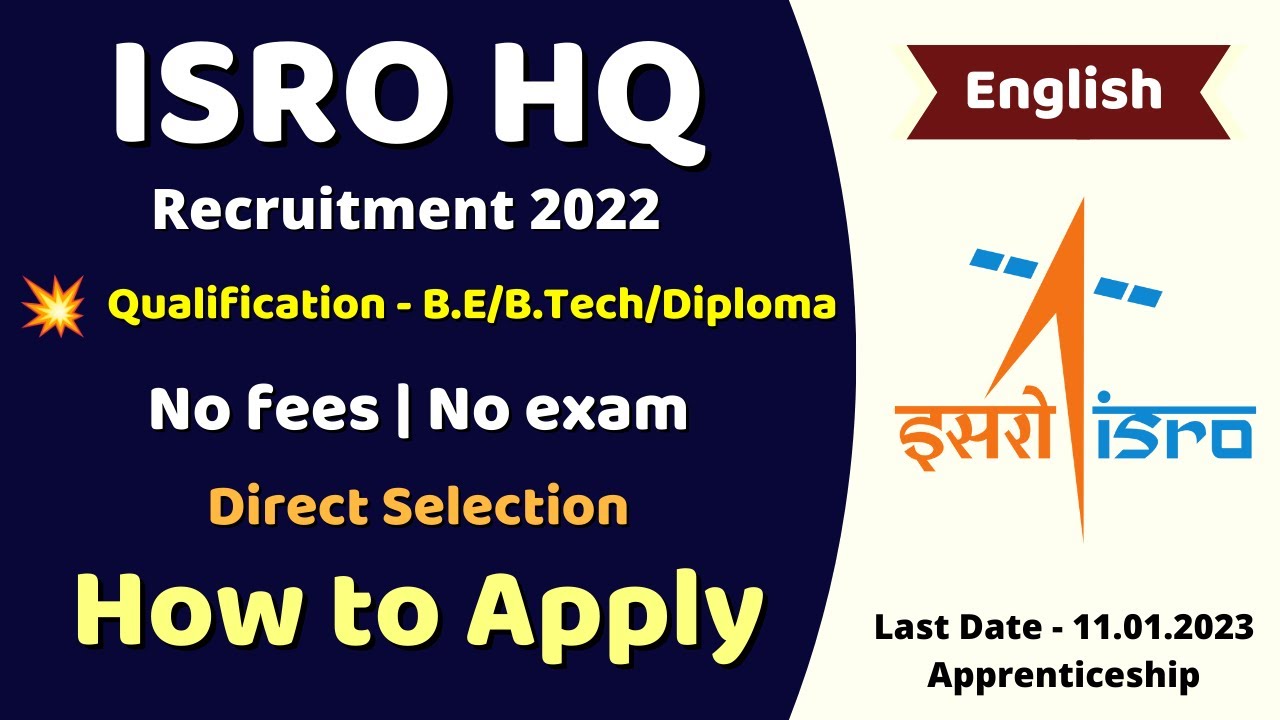 ISRO Apprentice Recruitment 2022 How to Apply online | ISRO HQ apprentice | English