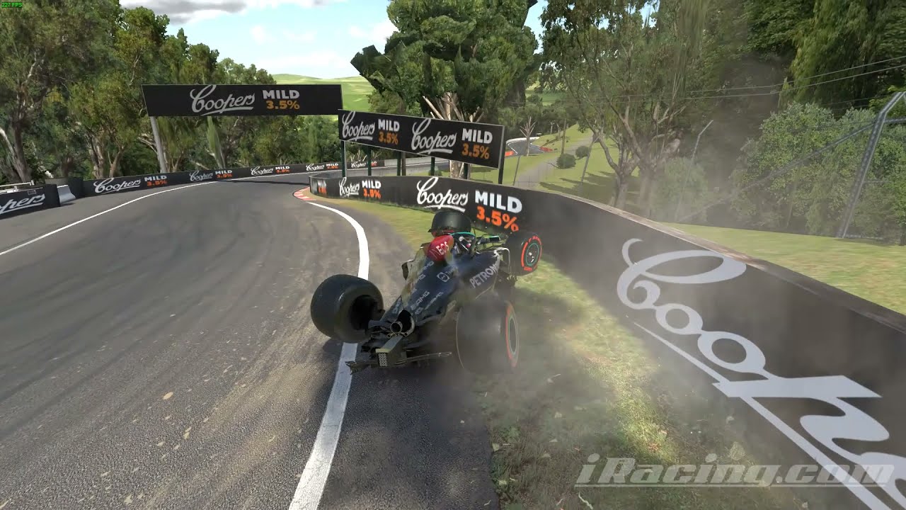 iRacing Mercedes W12 Realistic F1 Monumental Crash At Bathurst! (Brake Failure)