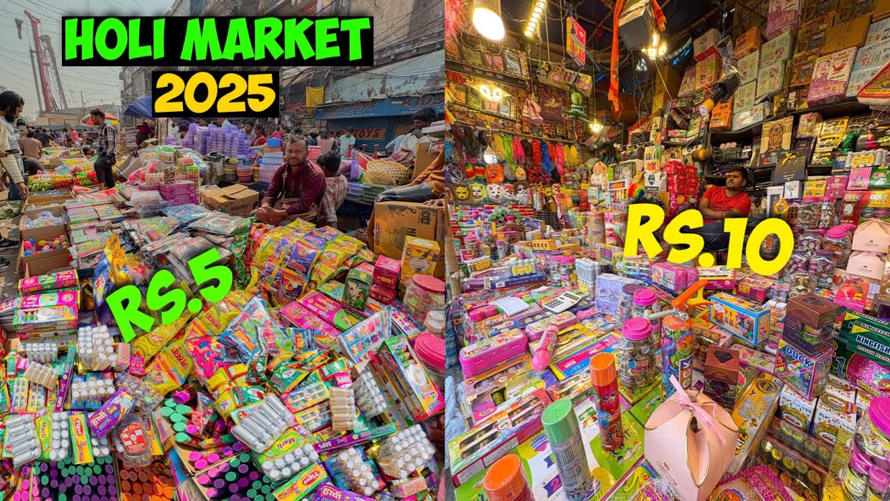 Cheapest Holi Market 2025 | Exploring Gulal,,Pichkari, ₹3RS | holi stash| sadarbazar delhi