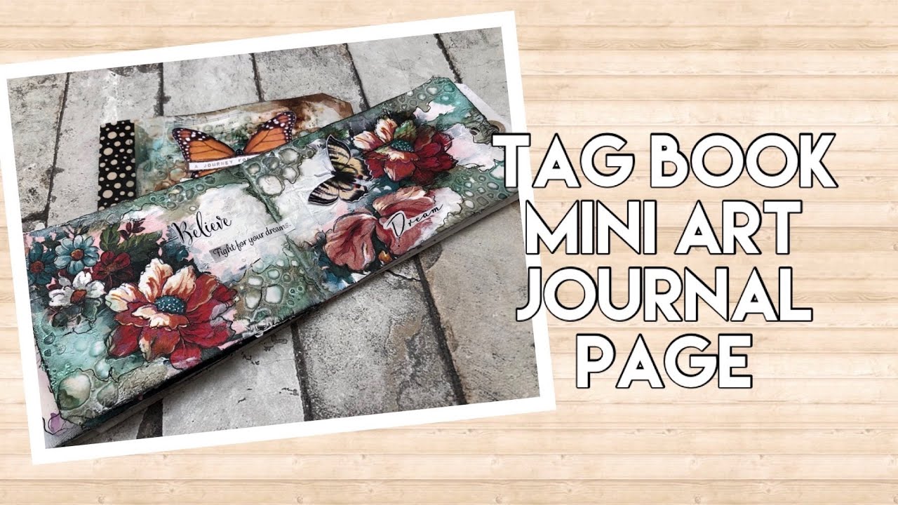 Tag book mini art journal page with a napking - process video