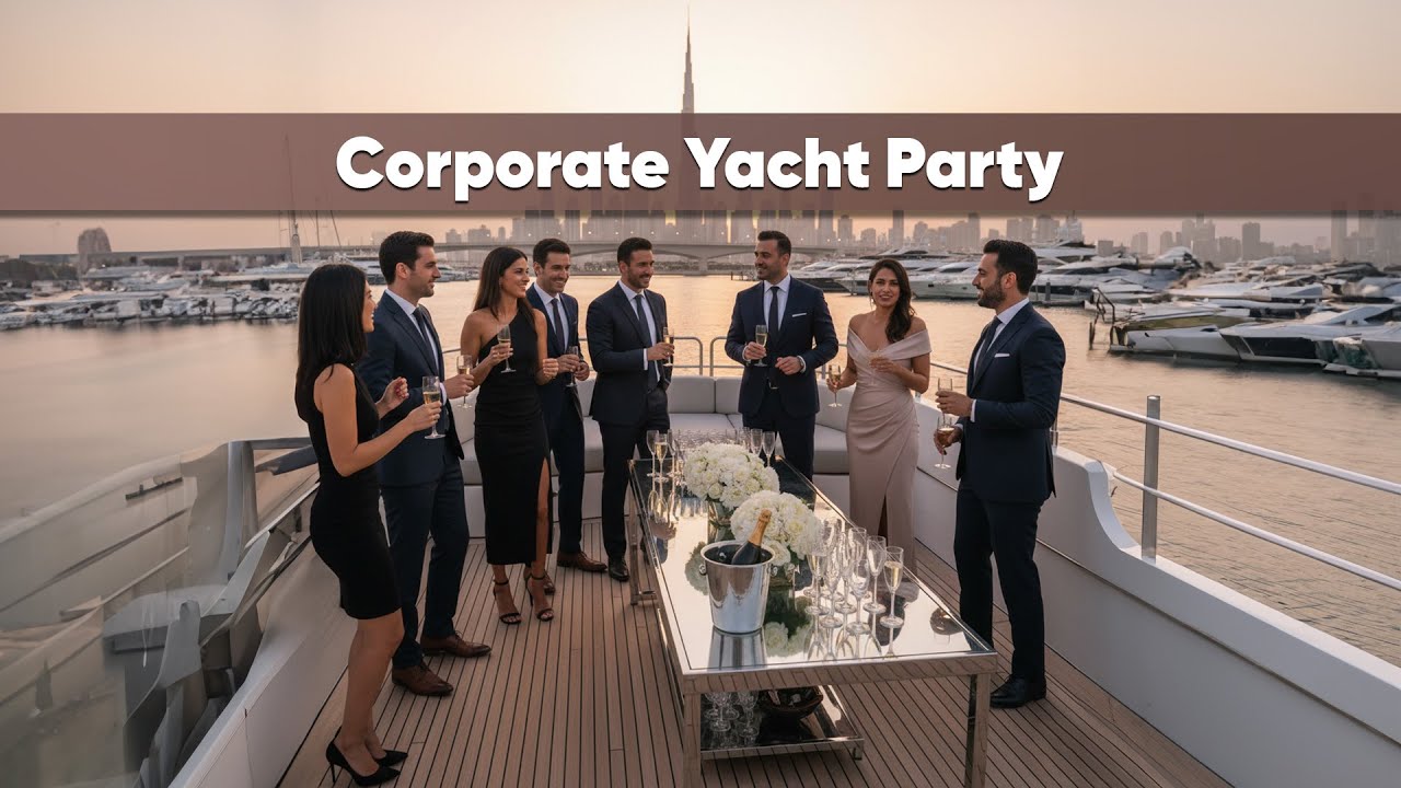 Corporate Yacht Party in Dubai | 90 ft Luxury Yacht for 40 Guests | Travel Saga Tourism