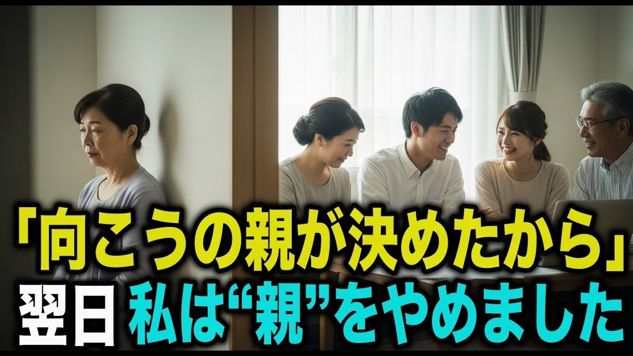 「向こうの親が決めた」と繰り返し勝手に結婚を進める息子へ——私は静かに、“母親”を卒業しました