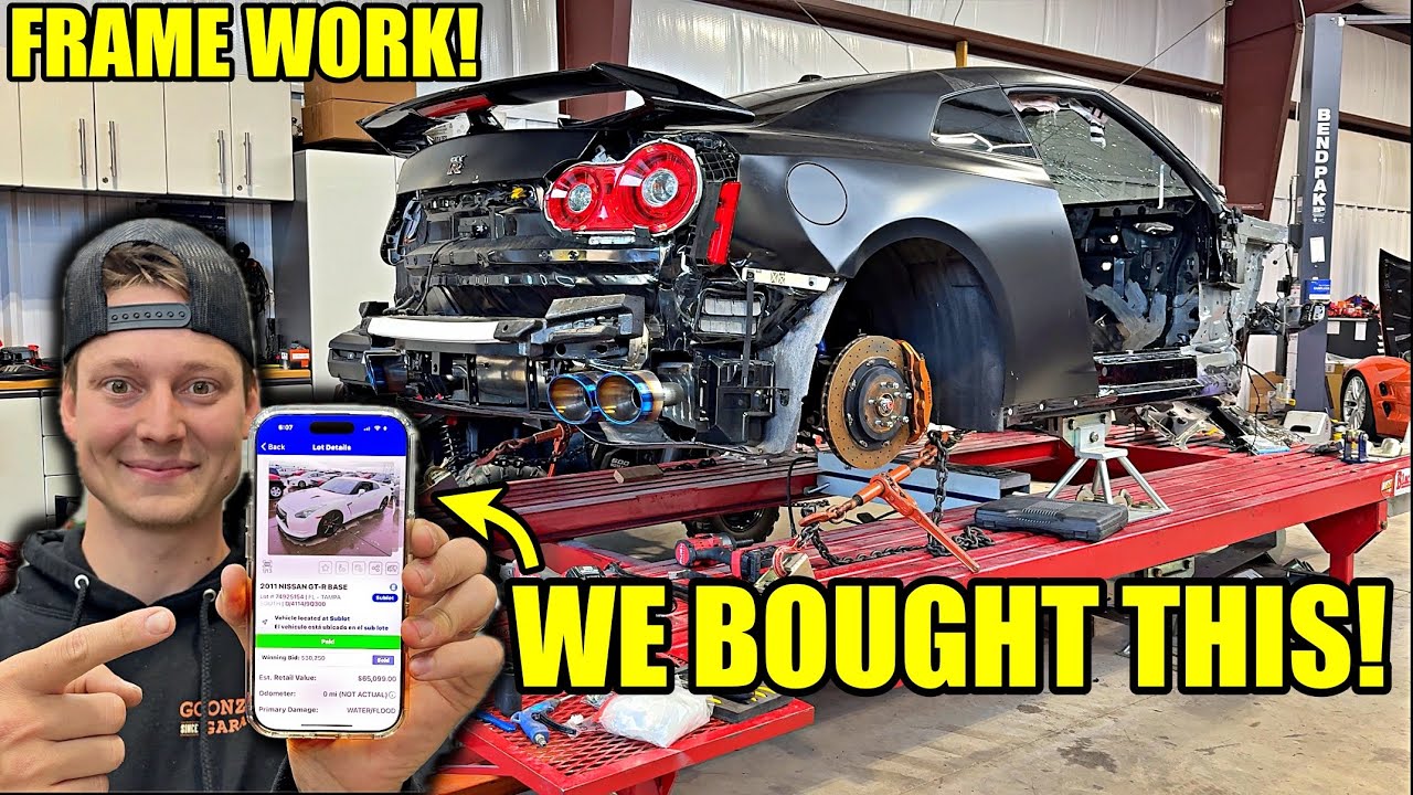 Rebuilding A Wrecked 2024 Nissan GTR In My Driveway (Part 3): Framework Begins